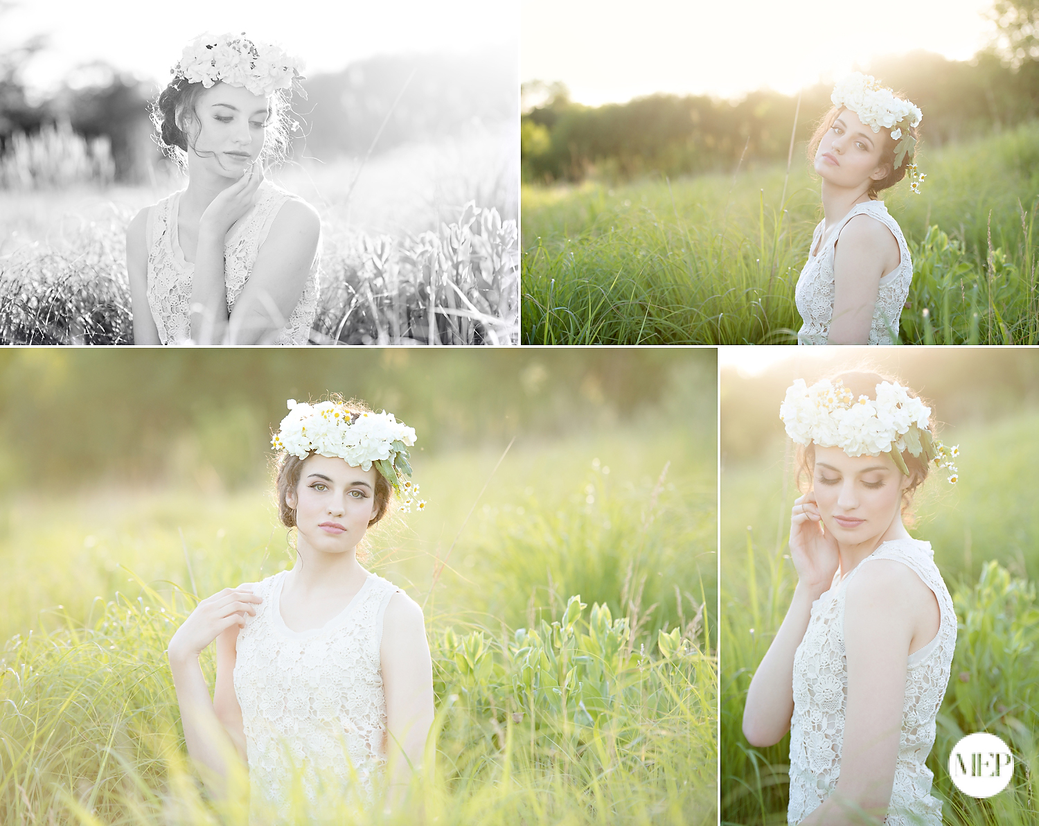 Boho Senior pictures with flower crown