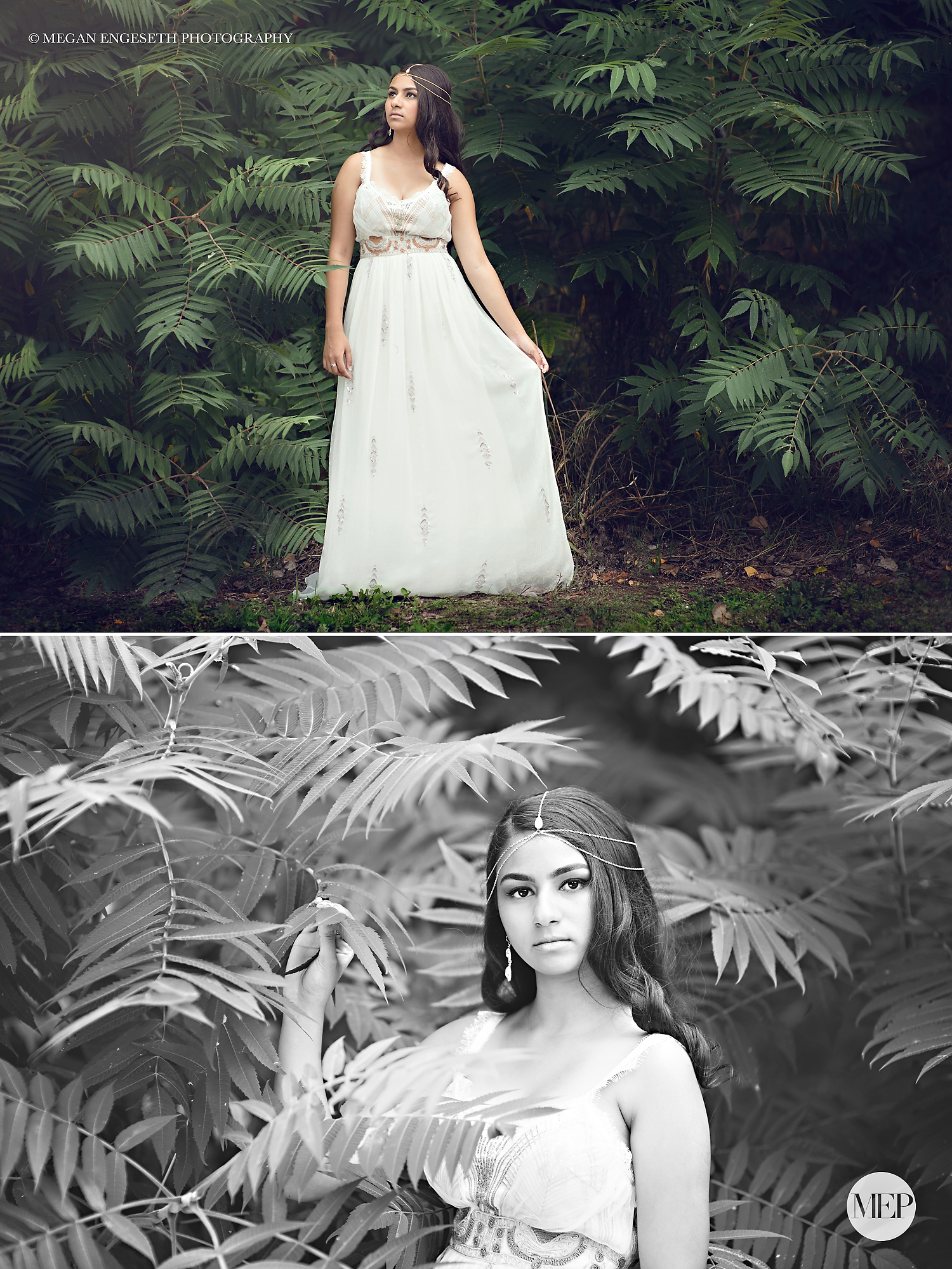 Senior pictures in Bloomington Boho white dress