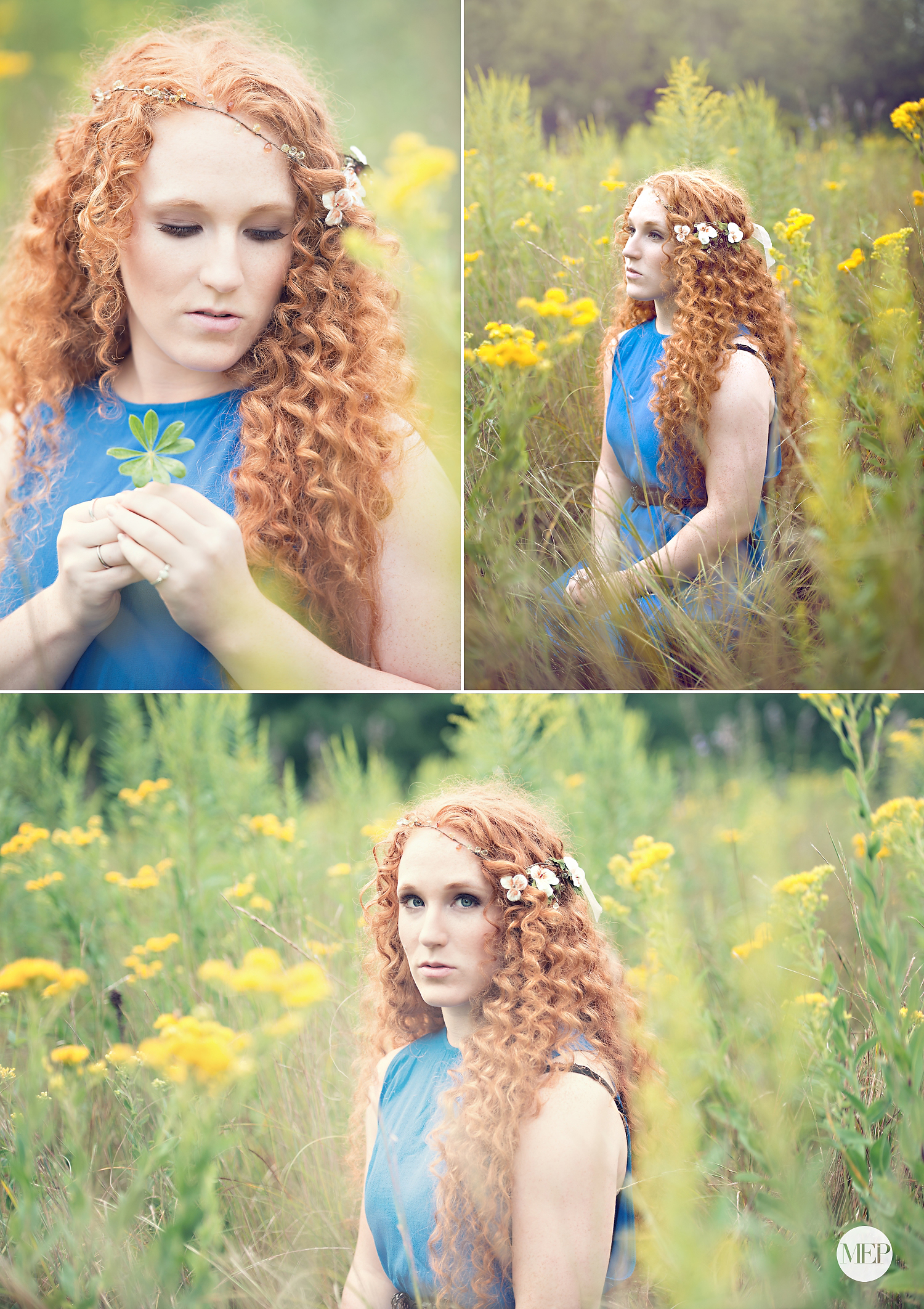 Field Boho inspired Senior portrait Photographer | Red