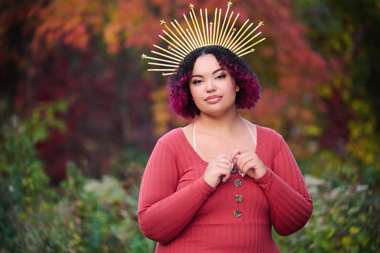 a woman wearing a crown