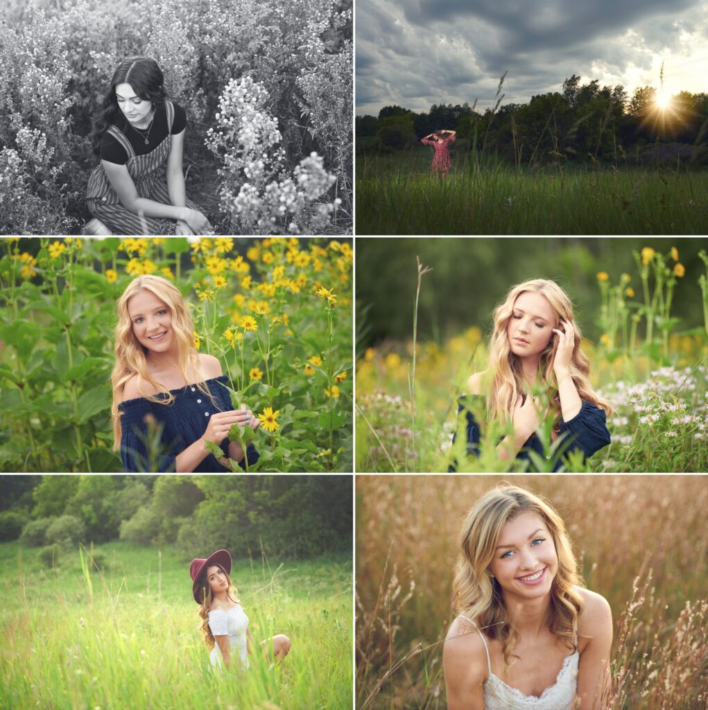 Senior picture fields flowers wildflowers wheat fields grasses golden hour how to find