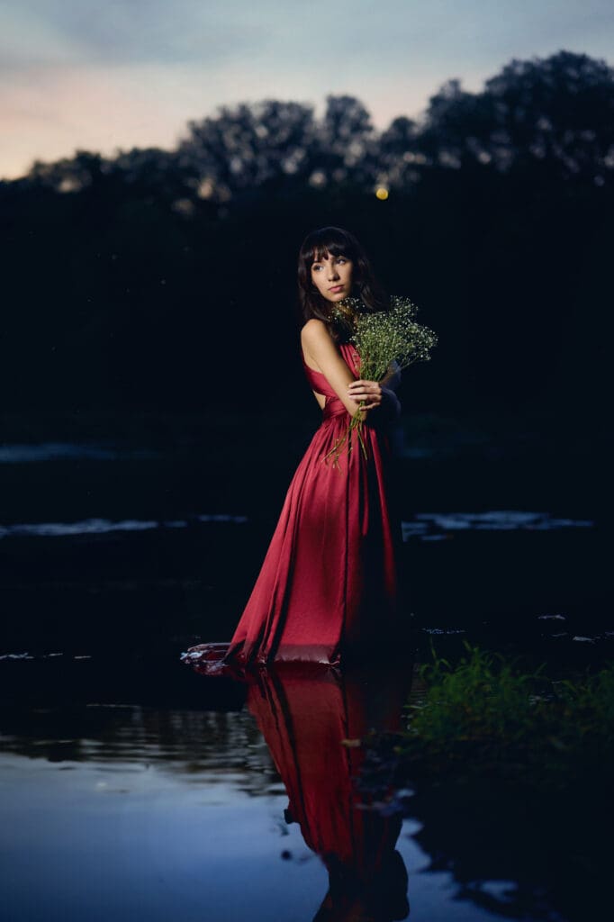 Elegant Senior Portrait By Full-Service Photographer At Dusk Wit